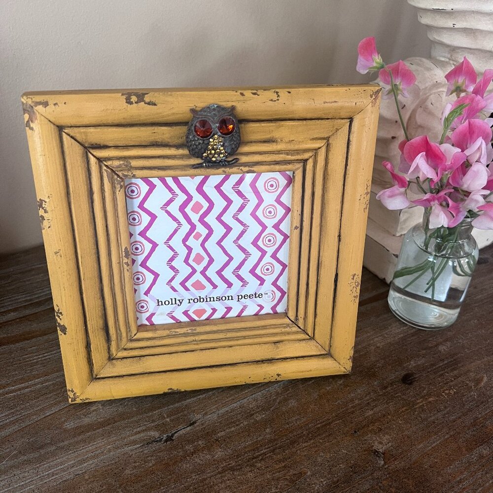 Holly Robinson Peete Photo Picture Frame with Owl Embellishment Farmhouse